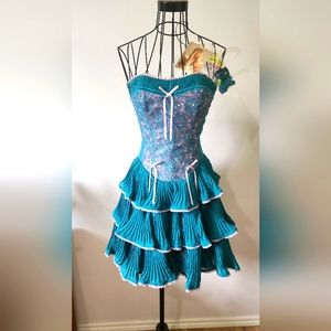 Betsey Johnson evening dress size 4 turquoise and pink